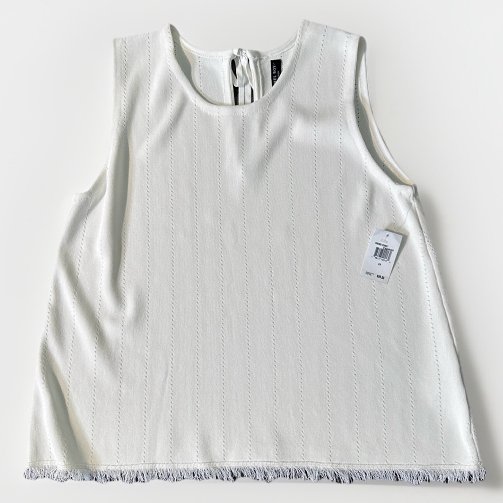 Rachel Roy Women's Ivory White Knit Keyhole Back Fringe Top Size 3X Retail‎ $99